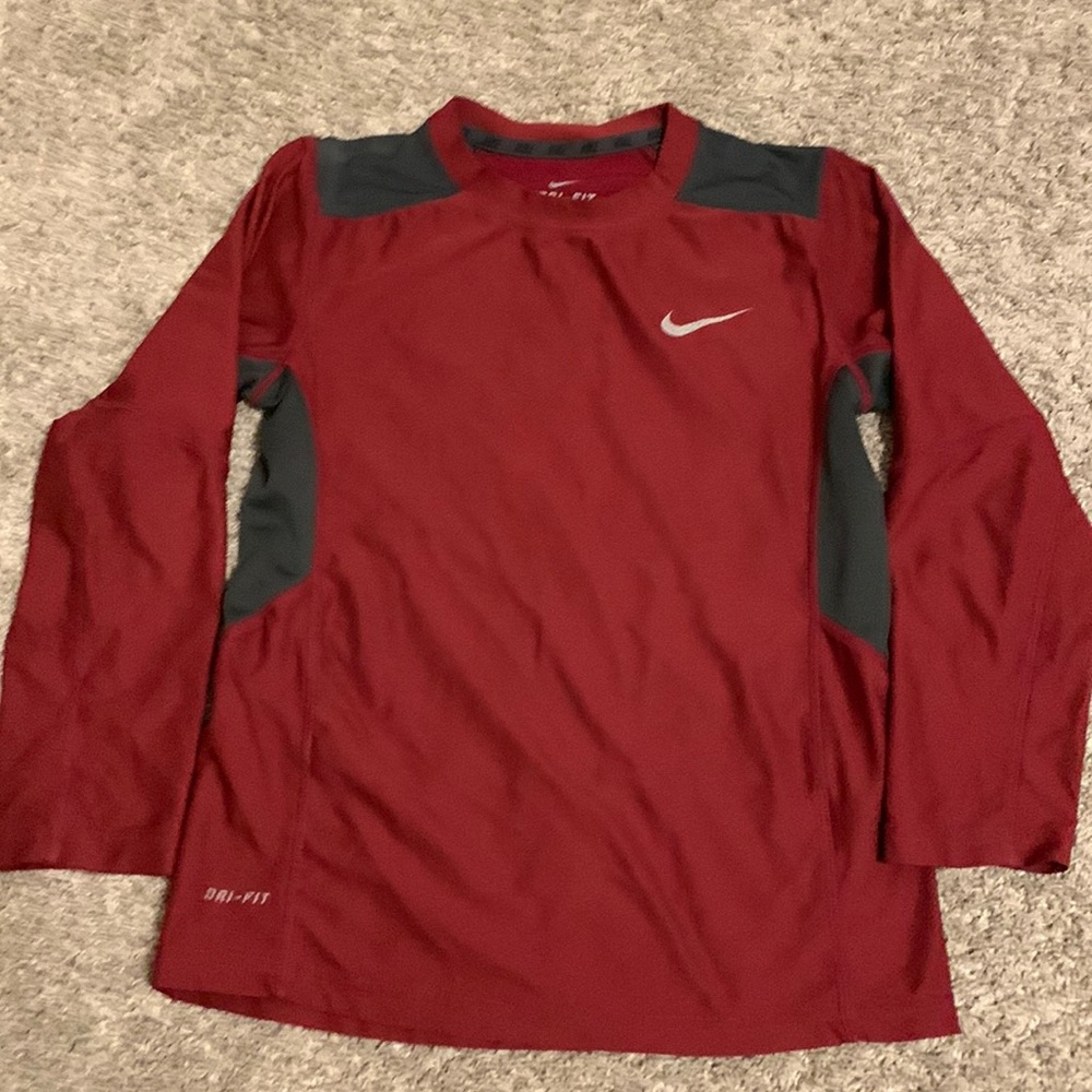 Nike Dri Fit maroon and grey colored long sleeve Tshirt